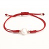 PULSERA MACRAME DE PLATA ROSADA CON PERLA