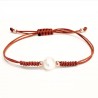 PULSERA MACRAME DE PLATA ROSADA CON PERLA