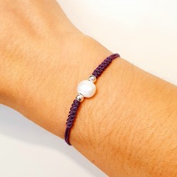 PULSERA MACRAME DE PLATA CON PERLA