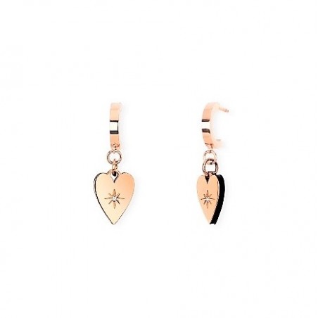 PENDIENTES CORAZON DE ACERO INOXIDABLE ROSADO