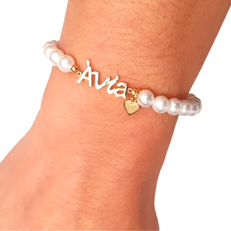 PULSERA AVIA DE PLATA CON PERLAS DE SWAROVSKI