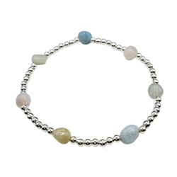 PULSERA DE PIEDRAS NATURALES Y PLATA DORADA