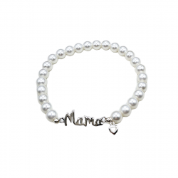 PULSERA MAMA DE PLATA CON PERLAS DE SWAROVSKI
