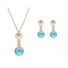 CONJUNTO COLLAR Y PENDIENTES CRISTALES AZULES