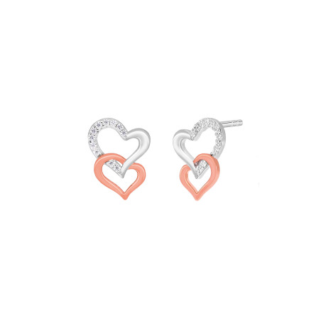 PENDIENTES  DOBLE CORAZON DE PLATA