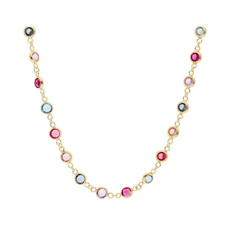 GARGANTILLA CHATONES MULTICOLOR DE PLATA DORADA GARGANTILLA CHATONES MULTICOLOR DE PLATA DORADA