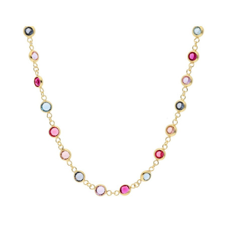 GARGANTILLA CHATONES MULTICOLOR DE PLATA DORADA