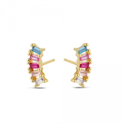 PENDIENTES MULTICOLOR DE PLATA DORADA