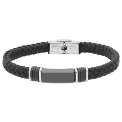 PULSERA DE PIEL Y ACERO PARA HOMBRE