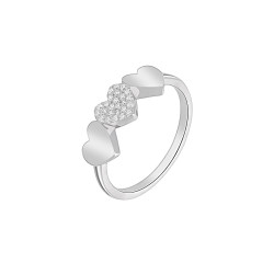 ANILLO TRIPLE CORAZON DE PLATA