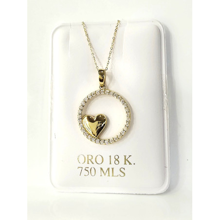 COLLAR CIRCULO CON CORAZON DE ORO