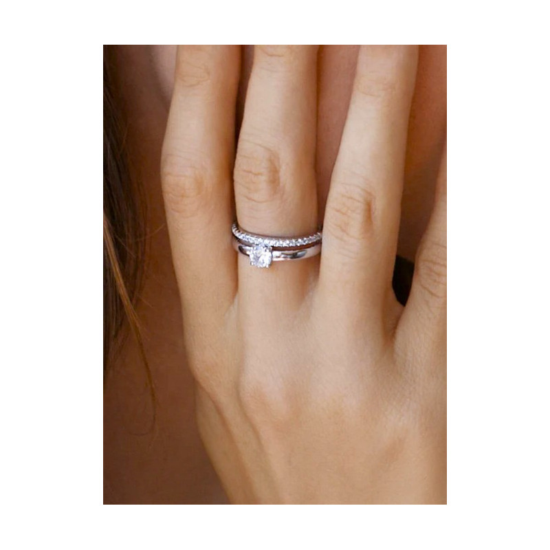 ANILLO DOBLE CARRIL DE PLATA