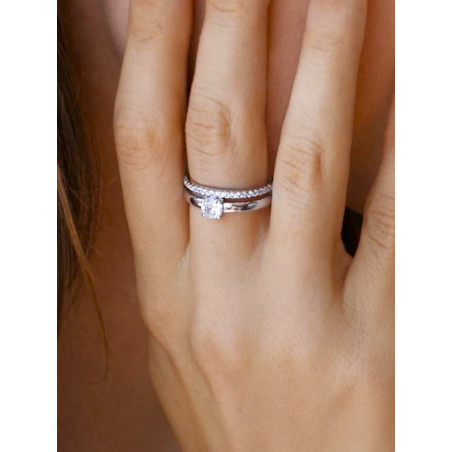 ANILLO DOBLE CARRIL DE PLATA