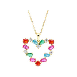 COLLAR CORAZON DE PLATA DORADA