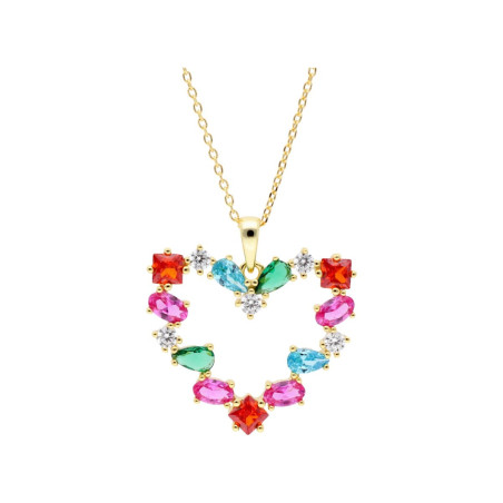 COLLAR CORAZON DE PLATA DORADA