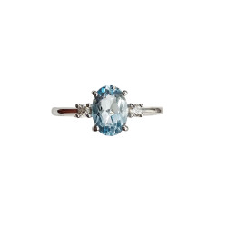 ANILLO AGUA MARINA DE ORO BLANCO