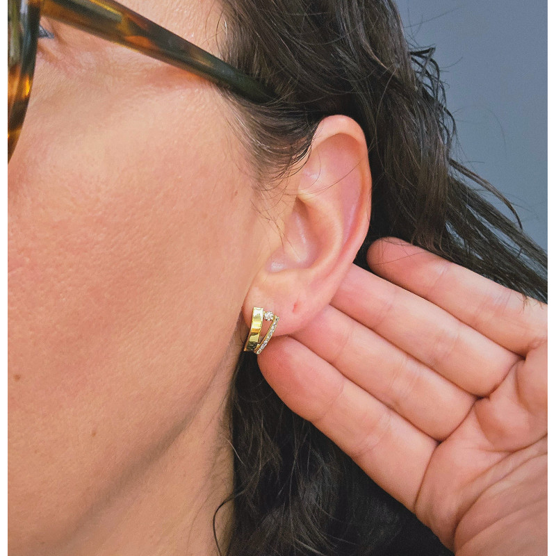 PENDIENTES DOBLES DE ORO AMARILLO DE LEY 18 KILATES