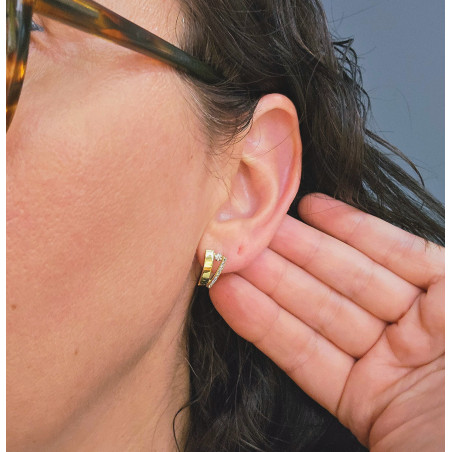 PENDIENTES DOBLES DE ORO AMARILLO DE LEY 18 KILATES