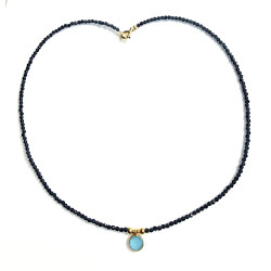 GARGANTILLA PIEDRAS AZULES CON PLATA DORADA