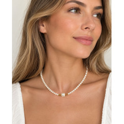 COLLAR DE PERLAS PLATA DORADA
