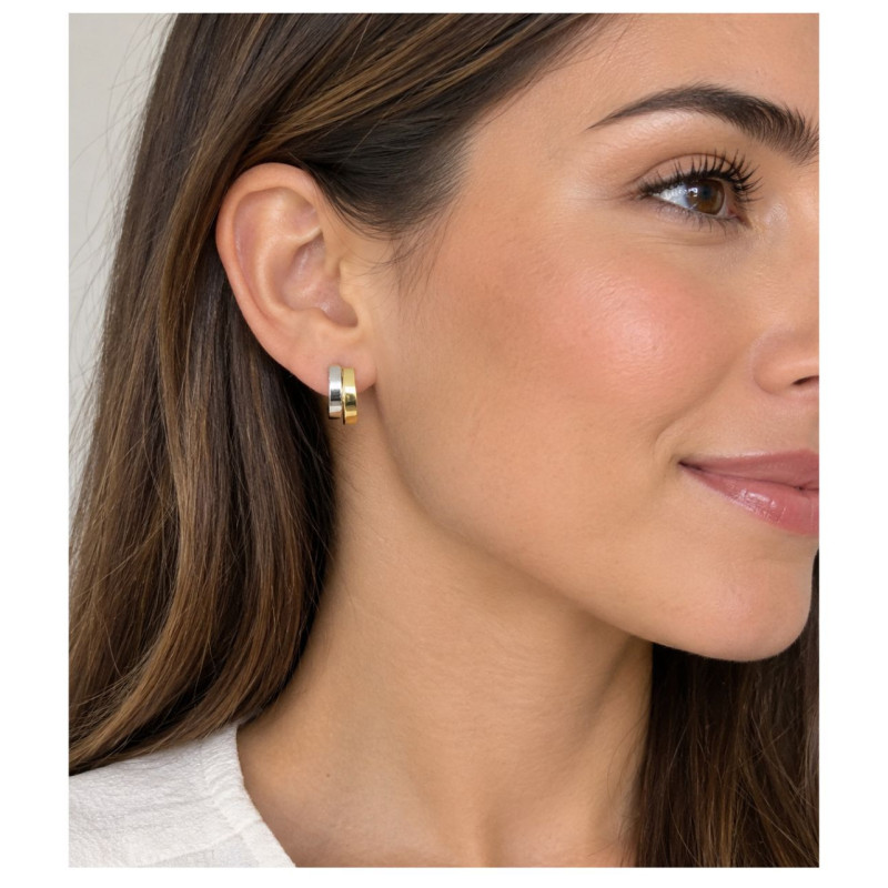 PENDIENTES BICOLOR DE ORO 18 KILATES