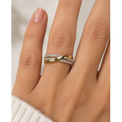 ANILLO TRIPLE CARRIL ENTRELAZADO DE ORO 18K