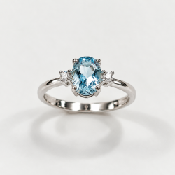 ANILLO AGUA MARINA DE ORO BLANCO