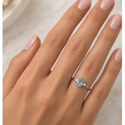 ANILLO AGUA MARINA DE ORO BLANCO