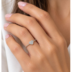 ANILLO CORAZON DE ORO BLANCO