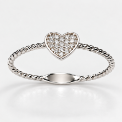 ANILLO CORAZON DE ORO BLANCO