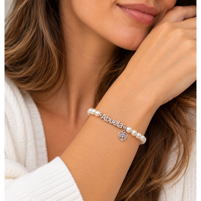 PULSERA ABUELA DE PLATA CON PERLAS