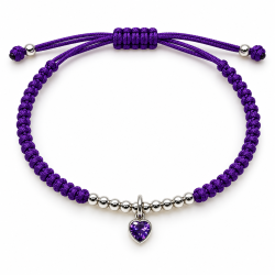 PULSERA MACRAME CON CORAZON LILA