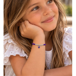 PULSERA MACRAME CON CORAZON LILA