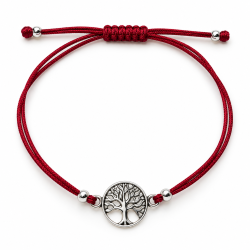 PULSERA ROJA ÁRBOL DE LA VIDA DE PLATA