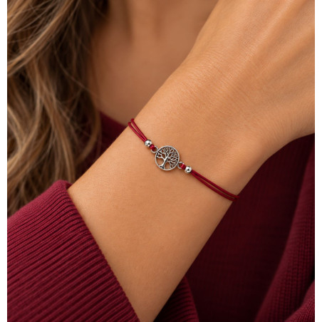 PULSERA ROJA ÁRBOL DE LA VIDA DE PLATA