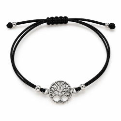 PULSERA HILO NEGRO ÁRBOL DE LA VIDA DE PLATA