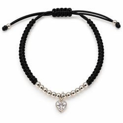 PULSERA MACRAME NEGRO CON CORAZON
