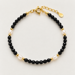 PULSERA OBSIDIANA CON PERLAS