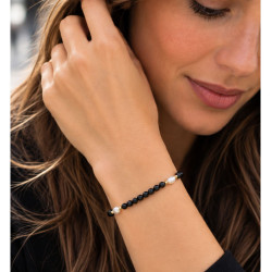 PULSERA OBSIDIANA CON PERLAS