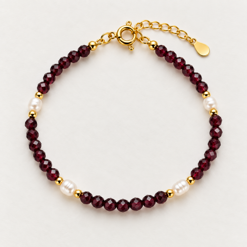 PULSERA GRANATE CON PERLA
