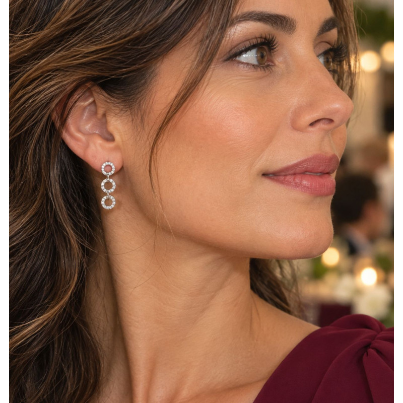 PENDIENTES LARGOS DE ORO BLANCO