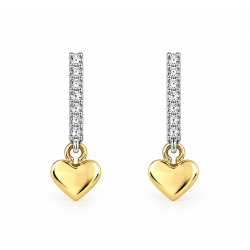 PENDIENTES CORAZON BICOLOR DE ORO