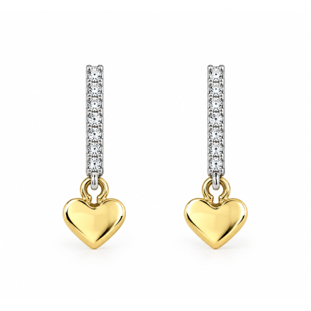 PENDIENTES CORAZON BICOLOR DE ORO