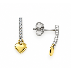 PENDIENTES CORAZON BICOLOR DE ORO