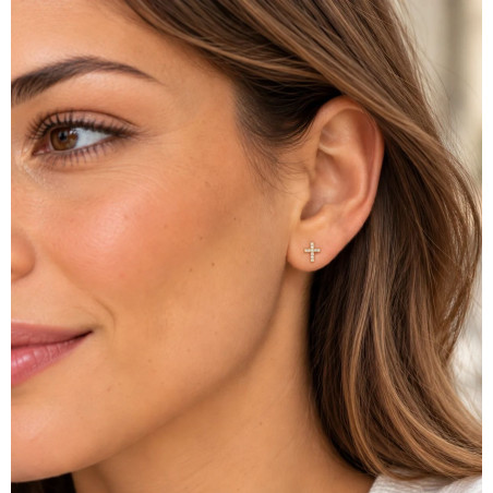 PENDIENTES CRUZ DE ORO 18 KILATES