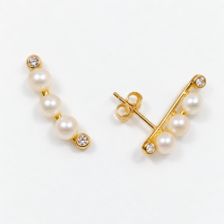 PENDIENTES PERLAS TREPADORAS DE ORO