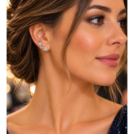 PENDIENTES TREPADORES ESTRELLAS DE PLATA