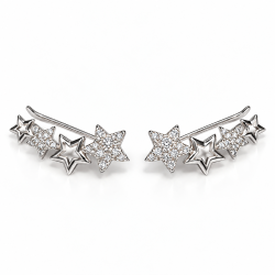 PENDIENTES TREPADORES ESTRELLAS DE PLATA
