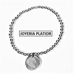 PULSERA PLACA BOLITAS DE PLATA